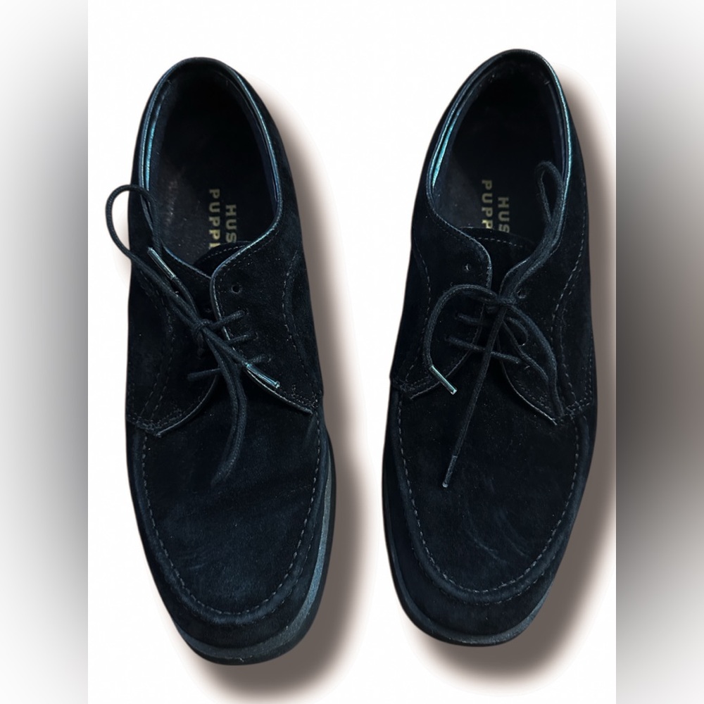 Hush Puppies Shoes Womens 8.5 Oxford Black Lace Up Loafer Suede Brogue Cushioned - Picture 4 of 9